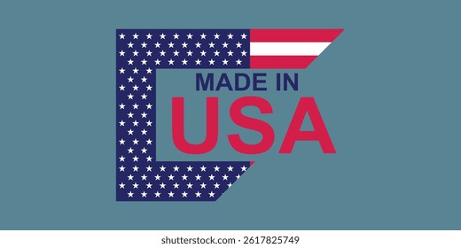 Made in the USA label with American flag design. Made in America.