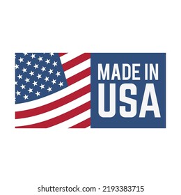 Made in USA label with American national flag with stars and stripes, seal template. Can be used for patriotic stamps, national production