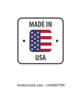 "Made in USA" label with USA flag