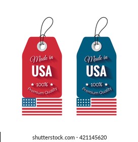 Made in usa label with  flag. Price labels. Vector illustration