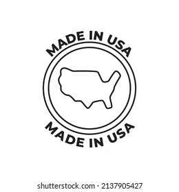 Made in the usa label icon in black line style icon, style isolated on white background