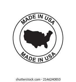 Made in the usa label icon in black flat glyph, filled style isolated on white background