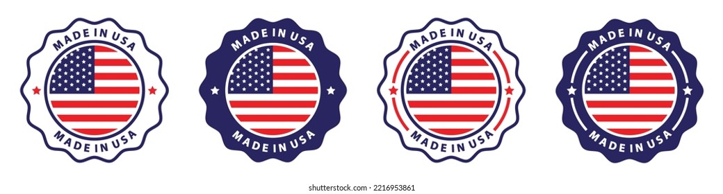 Icono de etiqueta hecho en Estados Unidos, ilustración vectorial