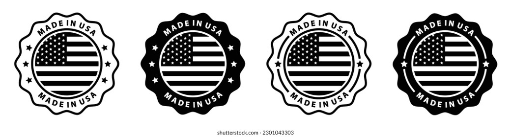 Made in USA label icon, vector illustration