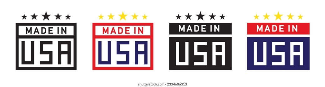 Made in USA label icon, vector illustration
