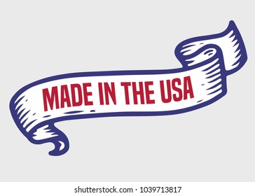 Made in USA label ribbon vector quality certified