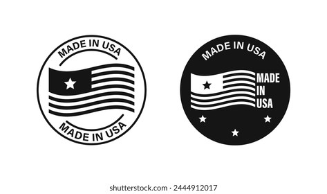 Made in USA Label-Set. Hergestellt in den USA. US-Produkt