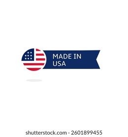 Made in usa. Label. Tag. Manufacturing country tag. Manufacturer in USA tag. Logo. Ribbon.
