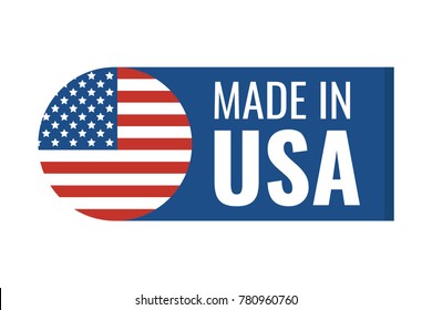 Made in the USA label. United State of America flag. Vector illustration.