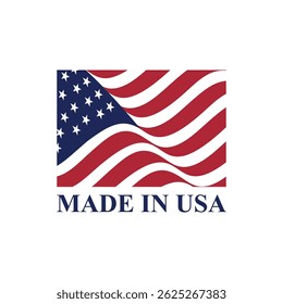 made in usa label vector design with united states flag	