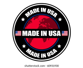 Made in USA label, vector illustration