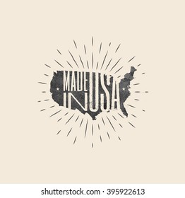 Made in USA label. Vintage styled vector illustration.