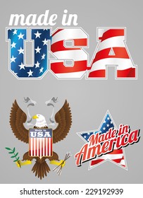 made in USA labels with bold eagle and American flag