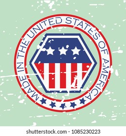 made in USA labels, grunge effect. vector illustration