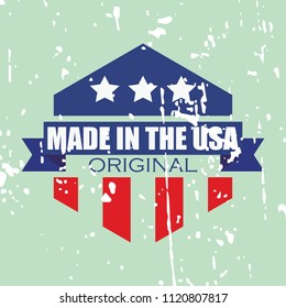 made in USA labels, grunge effect. vector illustration