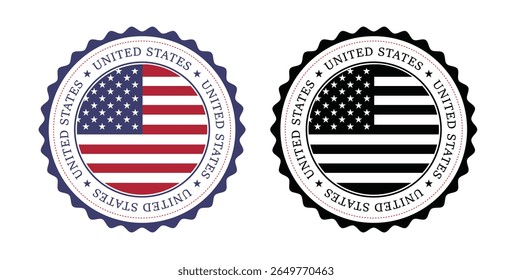 Made in USA Labels Icon, American Flag product emblem logo, Set of made in the usa labels Vector illustration	