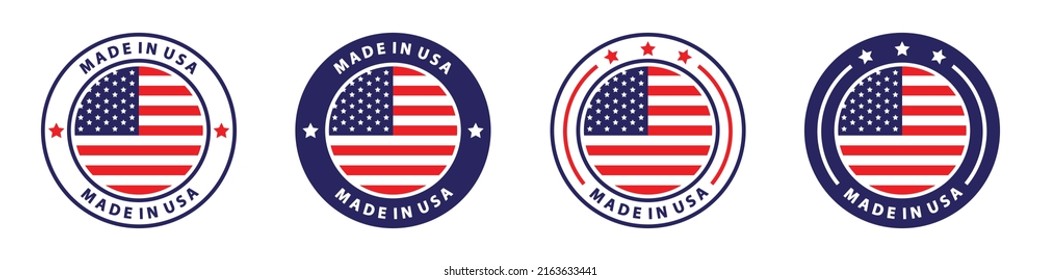 Made in the USA labels Icon, made in the USA logo, USA flag , American product emblem, Vector illustration