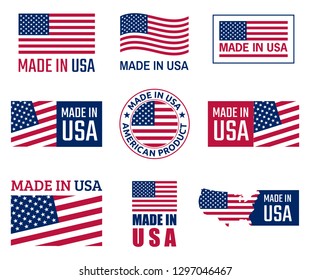 made in the usa labels set, american product emblem
