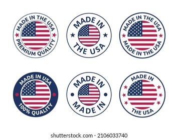 made in the usa labels set, american product emblem