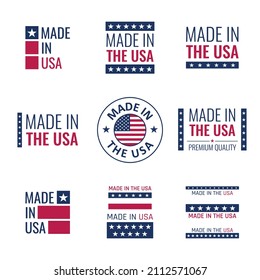 made in the usa labels set, american product emblem