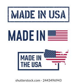 made in the usa labels set, american product icons