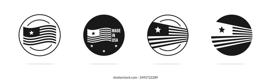 Made in USA labels. Made in USA. United States production. 