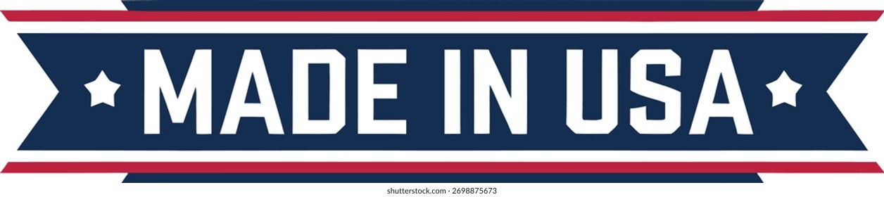 Made in USA labels, United States Of America With USA Flag White Background, vector illustration