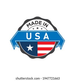 Made in USA logo badge with  flag
