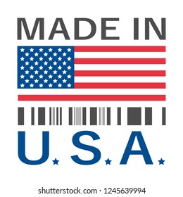 made in Usa logo with bar code