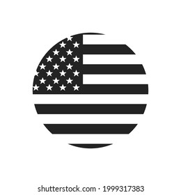 Logo hecho en Estados Unidos. Icono circular de EE.UU. con bandera estadounidense. Ilustración vectorial.