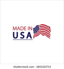 Made in usa logo design. Flag made america american states flags product badge quality patriotic labels emblem star ribbon sticker,Vector illustration