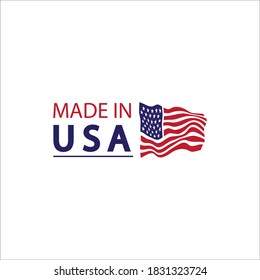Made in usa logo design. Flag made america american states flags product badge quality patriotic labels emblem star ribbon sticker,Vector illustration
