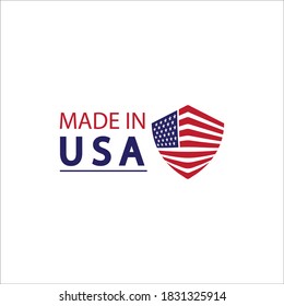 Made in usa logo design. Flag made america american states flags product badge quality patriotic labels emblem star ribbon sticker,Vector illustration