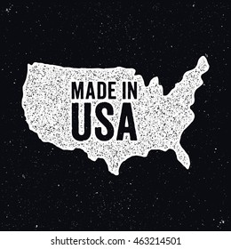 Made in USA logo. Ink stamp style sign. 