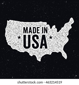 Made in USA logo. Ink stamp style sign. 