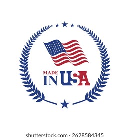 Made in USA logo stamp with flag for labels, stamps, stickers, etc	