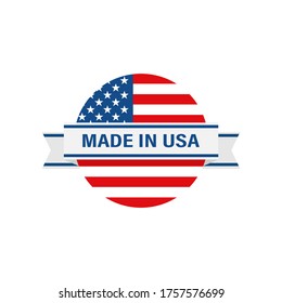 Made in USA in modern flat style. Vector graphic illustration