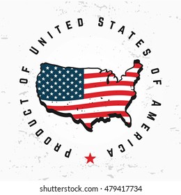 Made in USA monogram vector. Vintage America logo design. Retro United States seal. US label illustration. Hipster t-shirt graphic.