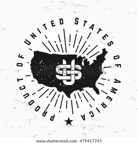 Made in USA monogram vector. Vintage America logo design. Retro United States seal. US label illustration. Hipster t-shirt graphic.