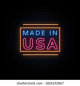 Made in USA neon sign, neon style template