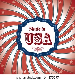 made in usa over flag background vector illustration