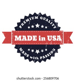 Made in USA, Made with Passion grunge sign vector illustration, eps10