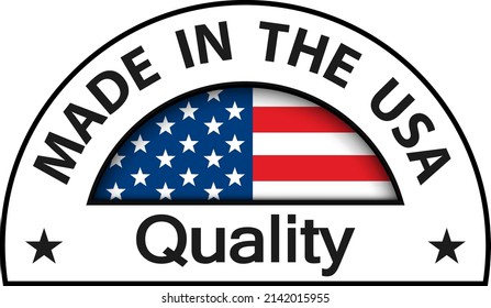 Made in USA Quality icon, circle button, vector quality certificate illustration.