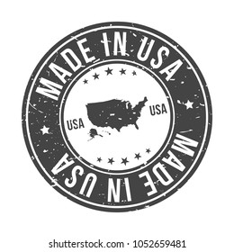 Made in USA Quality Original Stamp Map. Design Vector Art Seal Badge Illustration.