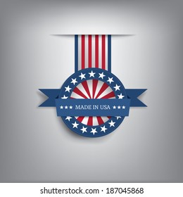 Made in USA ribbon badge. Eps10 vector illustration