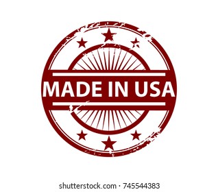 Made in UsA Round Badge Star Red