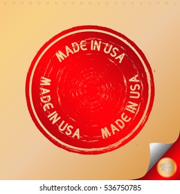 MADE IN USA. Rubber Stamp with red color have porous and rough on gold paper. For make a mark or design your product using a stamp or seal. Easy to change color.