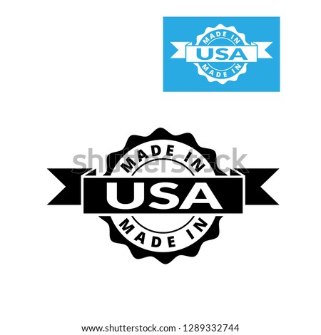 made in usa rubber stamp.rubber stamp with ribons and text made in usa inside.stamp,label,seal,sticker