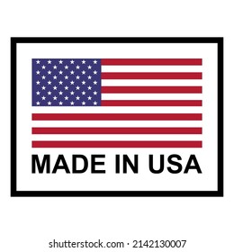 Made in USA seal, product tag label sign, sticker quality stamp vector illustration .