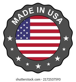 Made in USA seal, product tag label sign, sticker quality stamp vector illustration .